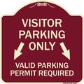 Signmission Parking Area Visitors Parking Only Valid Parking Permit Required with Both Side Down, BU-1818-23469 A-DES-BU-1818-23469